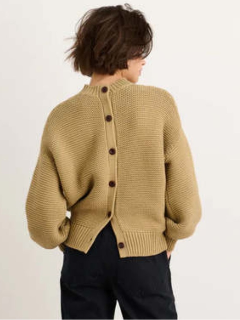 Alex Mill Button-Back Crewneck Sweater — Vintage Khaki Tan - Picture 7 of 13